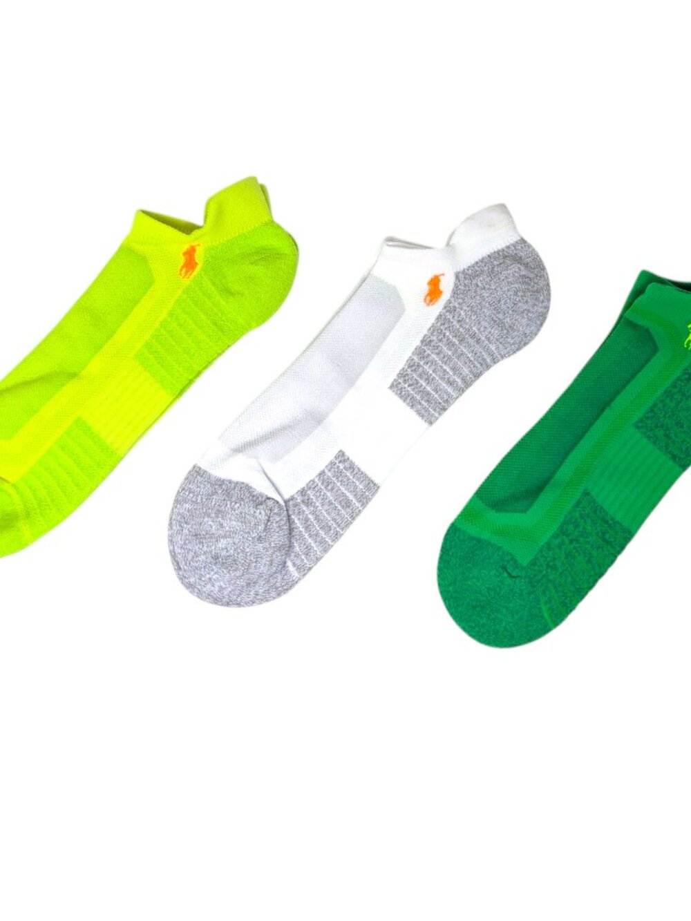 Polo Ralph Lauren Performance Socks 3 Pair Pack Low Cut Tab XL 12-17 Neon White